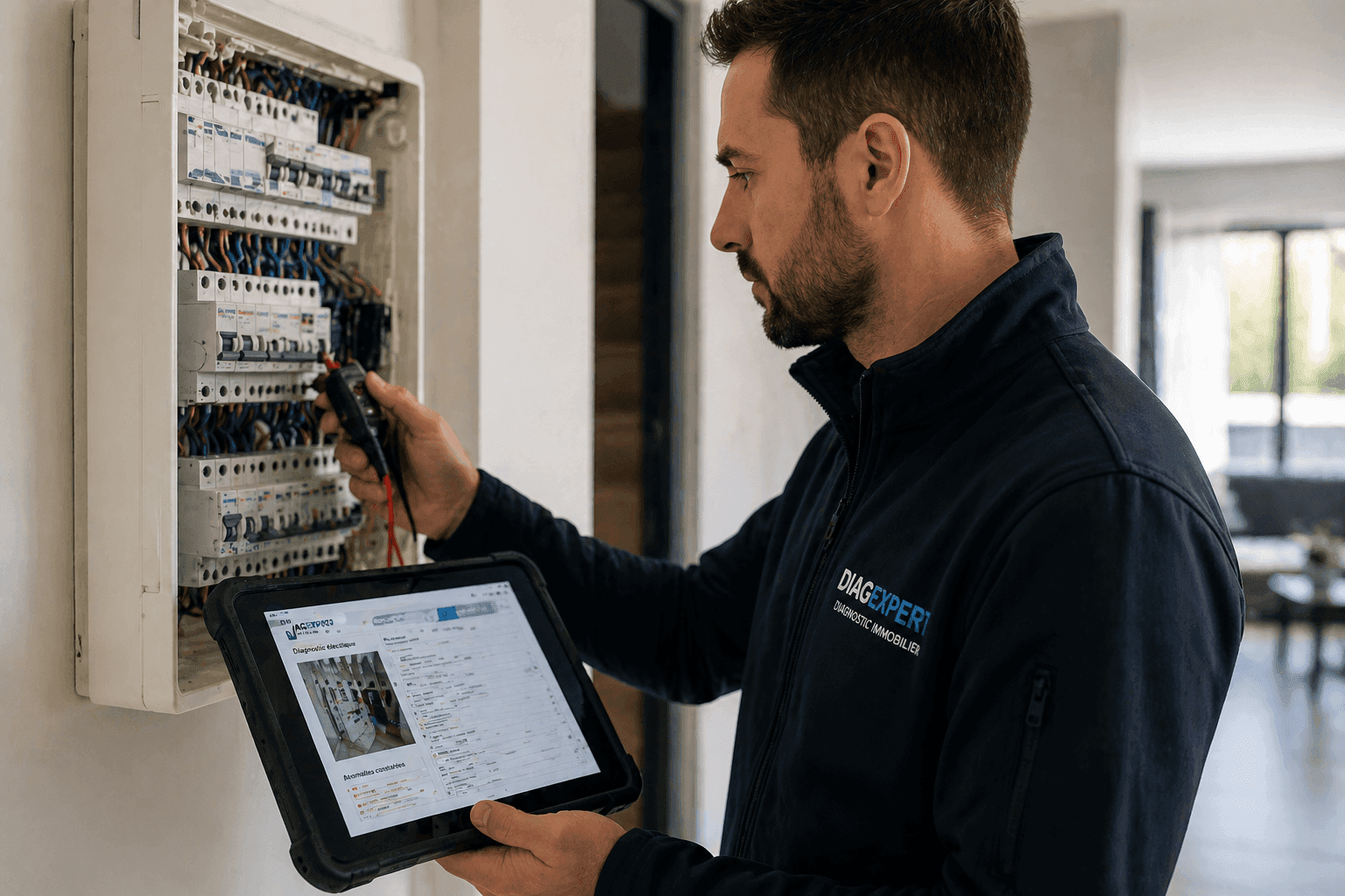 DiagExpert — diagnostic électrique avec multimètre et tablette